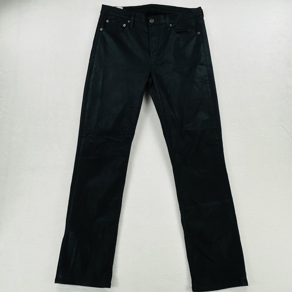 GAP Denim - GAP Jeans Womens 12 Tall Black Vintage Slim Mid Rise Coated Denim Stretch Shiny
